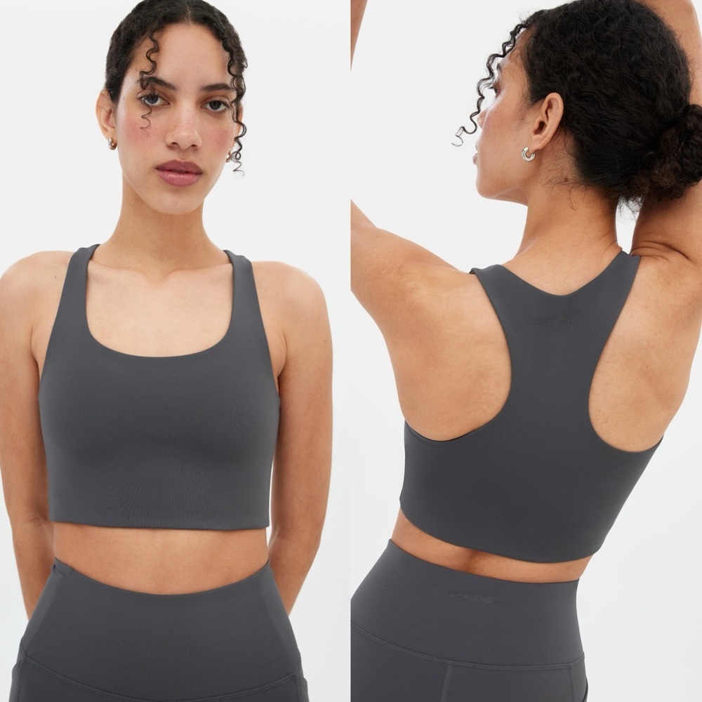 GIRLFRIEND COLLECTIVE Paloma Moon Gray Gym Crop Tank Top Bralette
